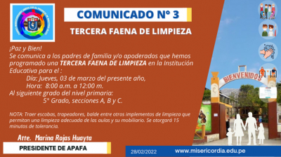 TERCERA FAENA DE LIMPIEZA