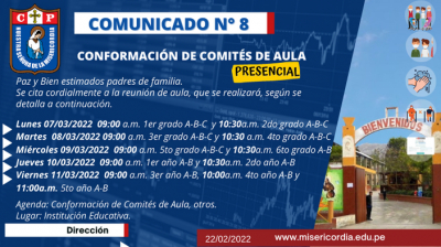 CONFORMACI&Oacute;N DE COMIT&Eacute; DE AULA 2022