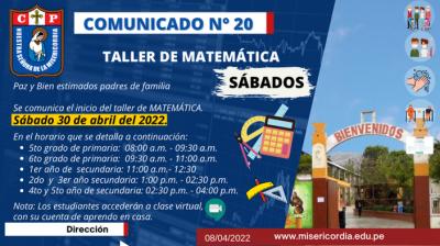 TALLER DE MATEM&Aacute;TICA