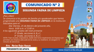 SEGUNDA FAENA DE LIMPIEZA
