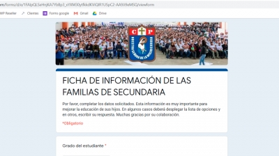 Ficha de informaci&oacute;n de las familias de secundaria