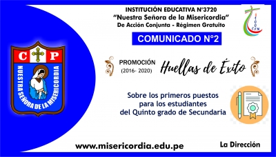 Primeros puestos 5to secundaria 2020